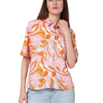 Women Floral Viscose Shirt Regular Fit Short Sleeve